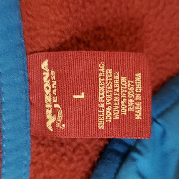 ๐ Arizona Jean Co. Fleece Pullover with Hood, Burgundy / Navy, Size L - Picture 9 of 12